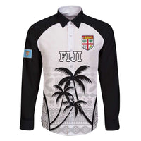 Custom Fiji Tapa Football Family Matching Mermaid Dress and Hawaiian Shirt Sporty Style LT05 Dad's Shirt - Long Sleeve White - Polynesian Pride