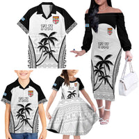 Custom Fiji Tapa Football Family Matching Off The Shoulder Long Sleeve Dress and Hawaiian Shirt Sporty Style LT05 - Polynesian Pride
