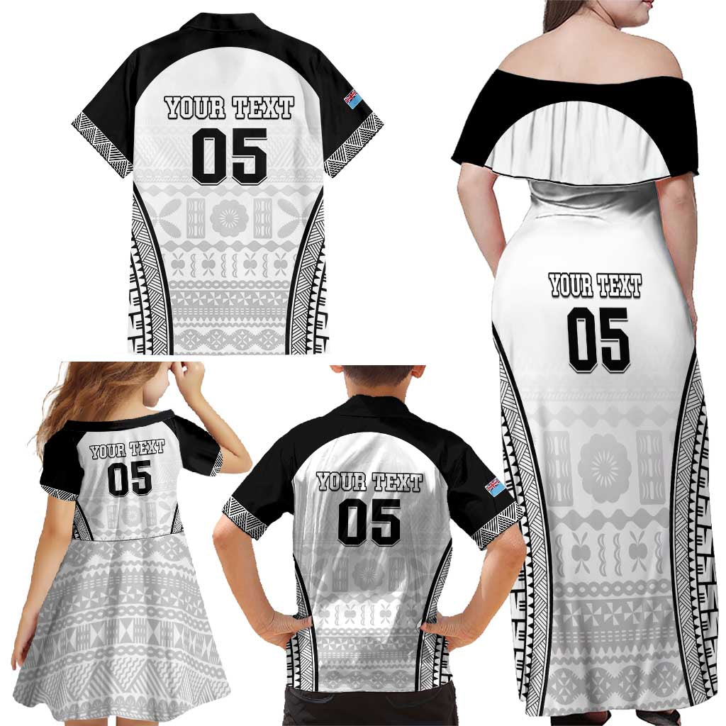 Custom Fiji Tapa Football Family Matching Off Shoulder Maxi Dress and Hawaiian Shirt Sporty Style LT05 - Polynesian Pride