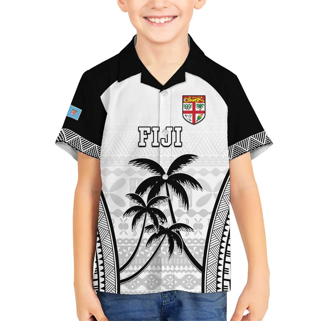 Custom Fiji Tapa Football Family Matching Off Shoulder Maxi Dress and Hawaiian Shirt Sporty Style LT05 Son's Shirt White - Polynesian Pride