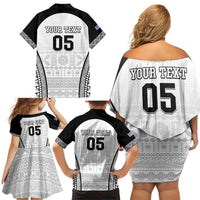 Custom Fiji Tapa Football Family Matching Off Shoulder Short Dress and Hawaiian Shirt Sporty Style LT05 - Polynesian Pride