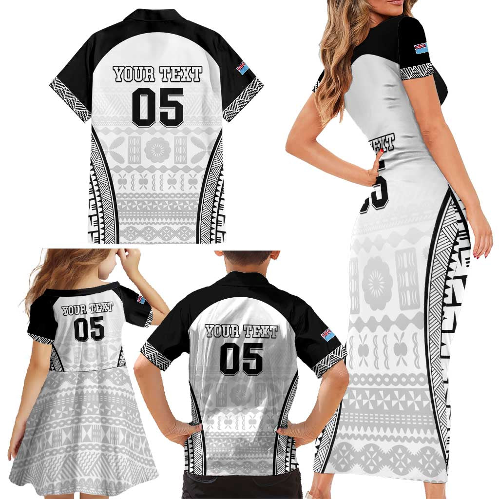 Custom Fiji Tapa Football Family Matching Short Sleeve Bodycon Dress and Hawaiian Shirt Sporty Style LT05 - Polynesian Pride