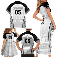 Custom Fiji Tapa Football Family Matching Short Sleeve Bodycon Dress and Hawaiian Shirt Sporty Style LT05 - Polynesian Pride