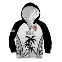 Custom Fiji Tapa Football Kid Hoodie Sporty Style LT05 Zip Hoodie White - Polynesian Pride