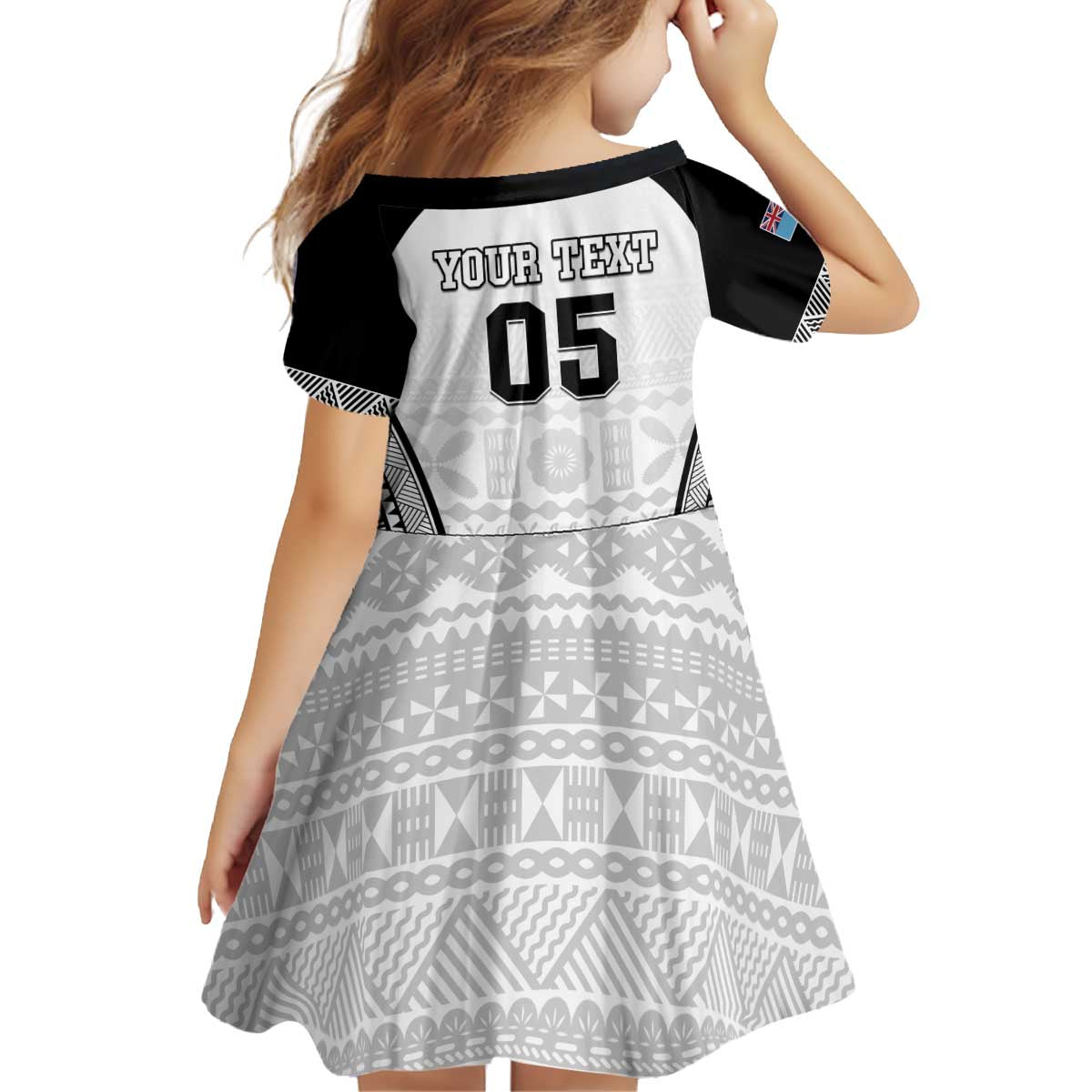 Custom Fiji Tapa Football Kid Short Sleeve Dress Sporty Style LT05 - Polynesian Pride