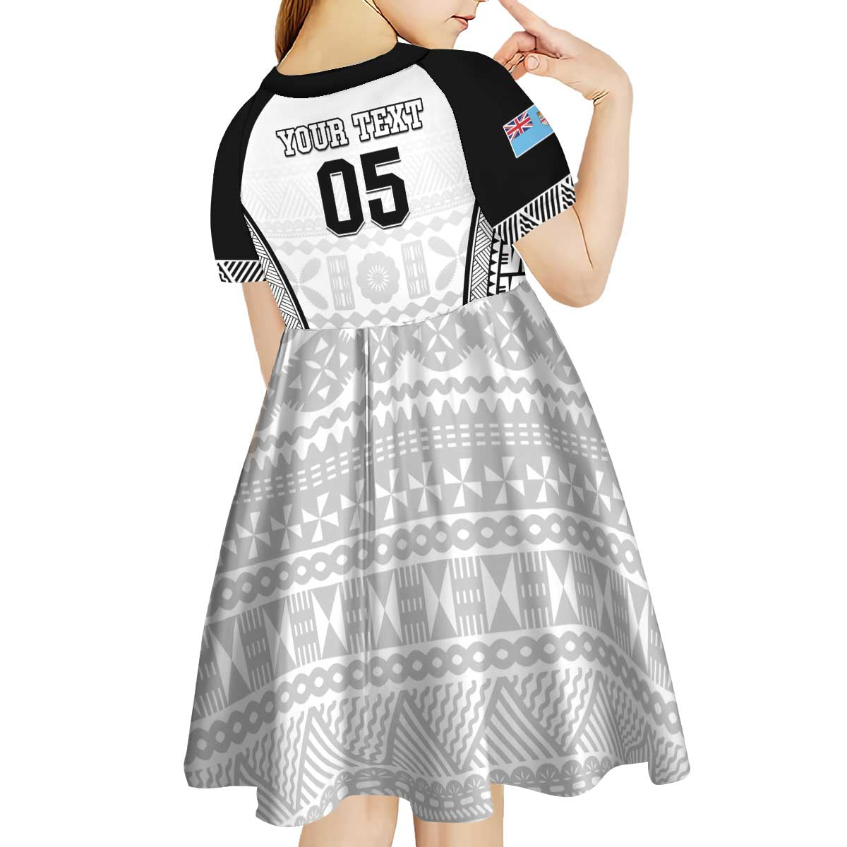 Custom Fiji Tapa Football Kid Short Sleeve Dress Sporty Style LT05 - Polynesian Pride