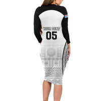 Custom Fiji Tapa Football Long Sleeve Bodycon Dress Sporty Style LT05 - Polynesian Pride