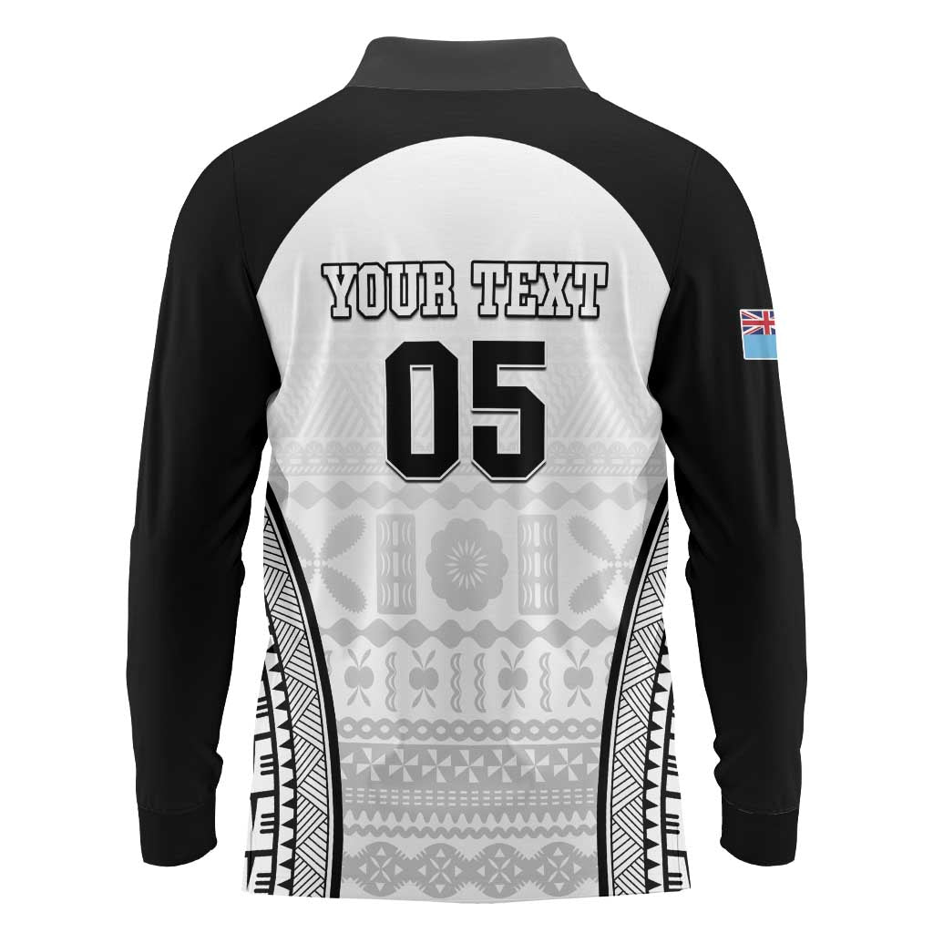 Custom Fiji Tapa Football Long Sleeve Polo Shirt Sporty Style LT05 - Polynesian Pride