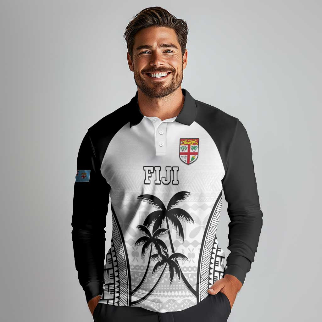 Custom Fiji Tapa Football Long Sleeve Polo Shirt Sporty Style LT05 - Polynesian Pride