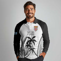 Custom Fiji Tapa Football Long Sleeve Polo Shirt Sporty Style LT05 - Polynesian Pride
