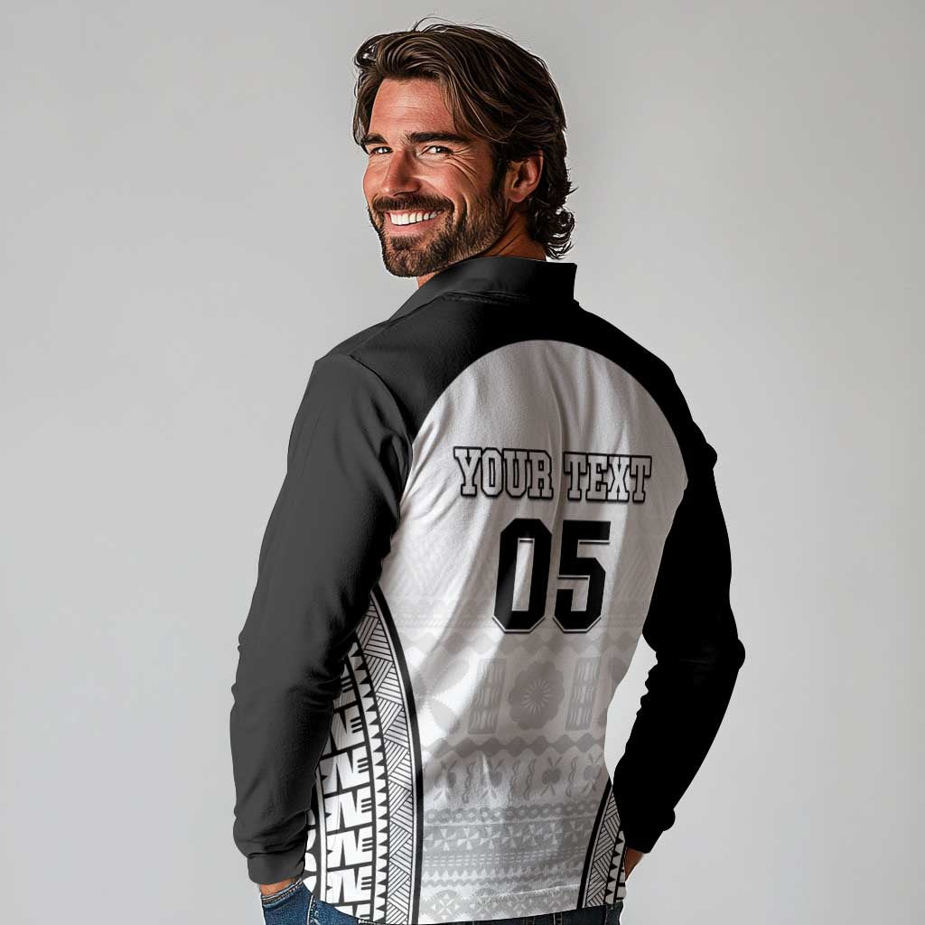 Custom Fiji Tapa Football Long Sleeve Polo Shirt Sporty Style LT05 - Polynesian Pride