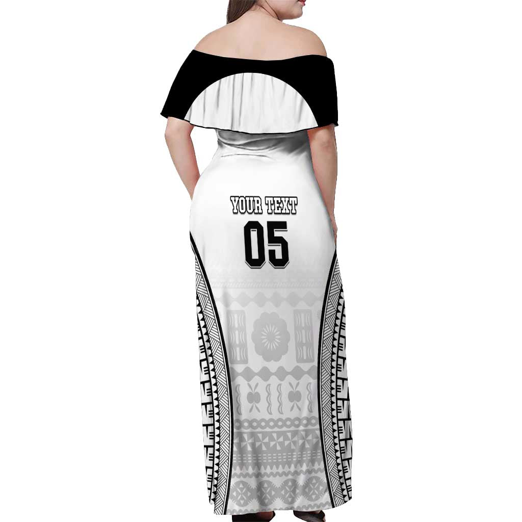 Custom Fiji Tapa Football Off Shoulder Maxi Dress Sporty Style LT05 - Polynesian Pride