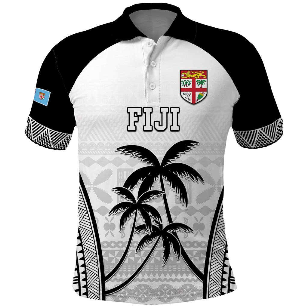 Custom Fiji Tapa Football Polo Shirt Sporty Style LT05 White - Polynesian Pride