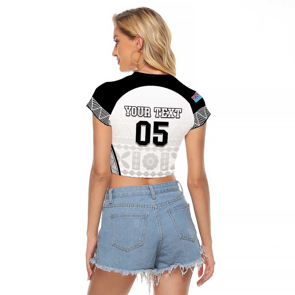 Custom Fiji Tapa Football Raglan Cropped T Shirt Sporty Style LT05 - Polynesian Pride