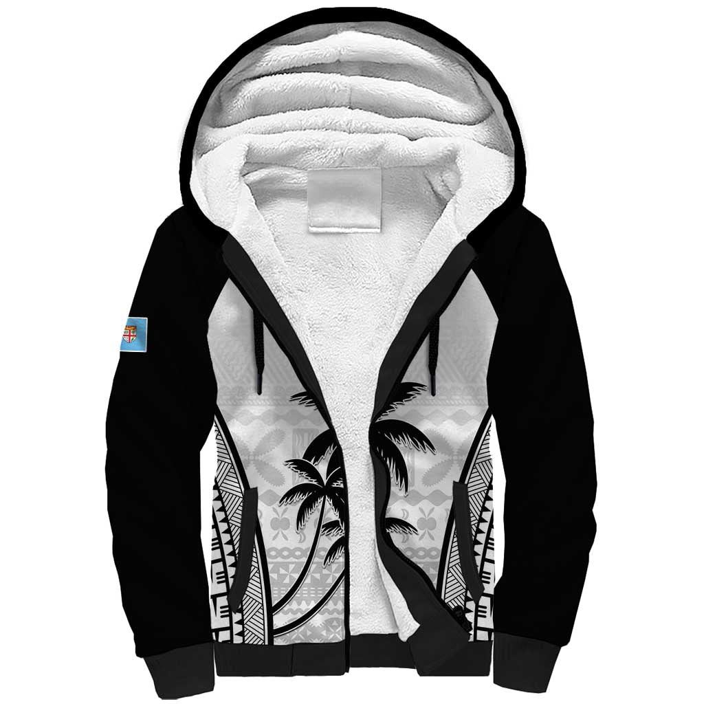 Custom Fiji Tapa Football Sherpa Hoodie Sporty Style LT05 Unisex White - Polynesian Pride