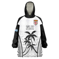 Custom Fiji Tapa Football Wearable Blanket Hoodie Sporty Style LT05 One Size White - Polynesian Pride