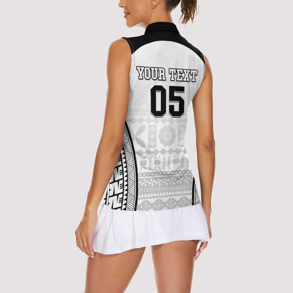 Custom Fiji Tapa Football Women Sleeveless Polo Shirt Sporty Style LT05 - Polynesian Pride