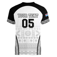 Custom Fiji Tapa Football Women V-Neck T-Shirt Sporty Style LT05 - Polynesian Pride