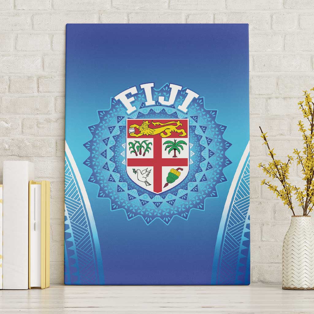 Fiji Football Canvas Wall Art Fijian Tapa Pattern LT05 Without Frame Blue - Polynesian Pride