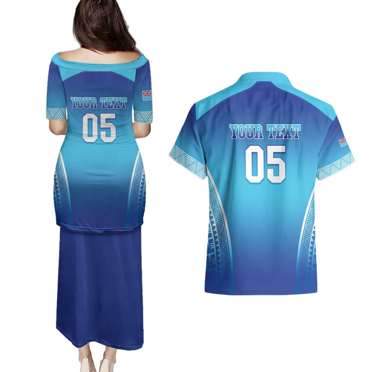 Custom Fiji Football Couples Matching Puletasi and Hawaiian Shirt Fijian Tapa Pattern LT05 - Polynesian Pride