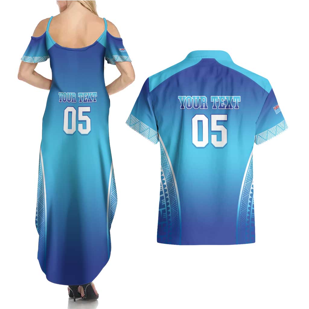Custom Fiji Football Couples Matching Summer Maxi Dress and Hawaiian Shirt Fijian Tapa Pattern LT05 - Polynesian Pride