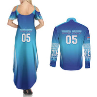 Custom Fiji Football Couples Matching Summer Maxi Dress and Long Sleeve Button Shirt Fijian Tapa Pattern LT05 - Polynesian Pride