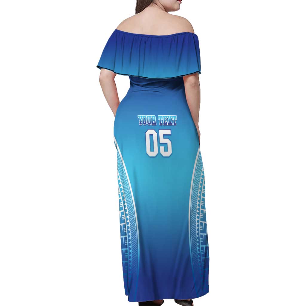 Custom Fiji Football Family Matching Off Shoulder Maxi Dress and Hawaiian Shirt Fijian Tapa Pattern LT05 - Polynesian Pride
