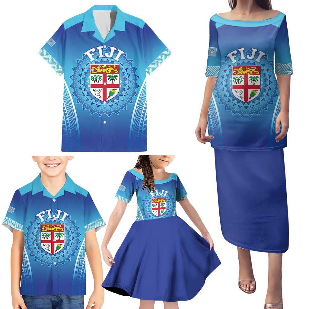 Custom Fiji Football Family Matching Puletasi and Hawaiian Shirt Fijian Tapa Pattern LT05 - Polynesian Pride