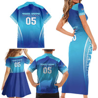 Custom Fiji Football Family Matching Short Sleeve Bodycon Dress and Hawaiian Shirt Fijian Tapa Pattern LT05 - Polynesian Pride
