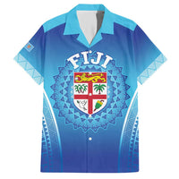 Custom Fiji Football Family Matching Short Sleeve Bodycon Dress and Hawaiian Shirt Fijian Tapa Pattern LT05 Dad's Shirt - Short Sleeve Blue - Polynesian Pride