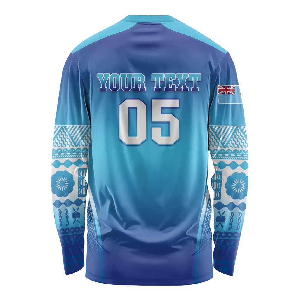 Custom Fiji Football Long Sleeve Shirt Fijian Tapa Pattern LT05 - Polynesian Pride