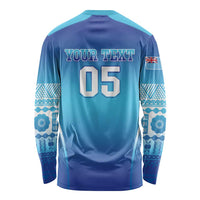 Custom Fiji Football Long Sleeve Shirt Fijian Tapa Pattern LT05 - Polynesian Pride