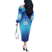 Custom Fiji Football Off The Shoulder Long Sleeve Dress Fijian Tapa Pattern LT05 - Polynesian Pride