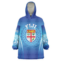 Custom Fiji Football Wearable Blanket Hoodie Fijian Tapa Pattern LT05 One Size Blue - Polynesian Pride