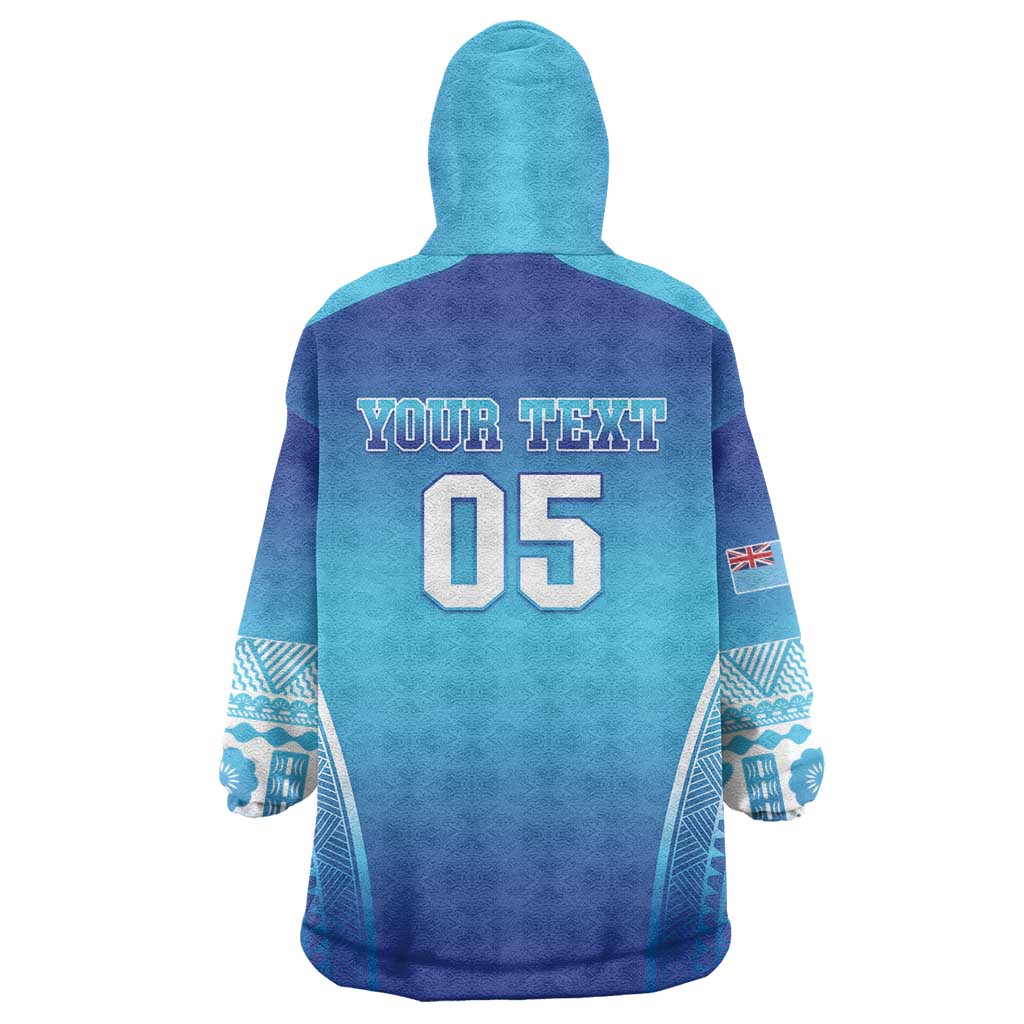 Custom Fiji Football Wearable Blanket Hoodie Fijian Tapa Pattern LT05 - Polynesian Pride