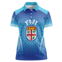 Custom Fiji Football Women Polo Shirt Fijian Tapa Pattern LT05 Female Blue - Polynesian Pride