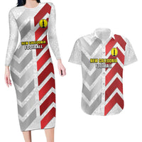 Custom New Caledonia Football Couples Matching Long Sleeve Bodycon Dress and Hawaiian Shirt Unique Style LT05 Red - Polynesian Pride