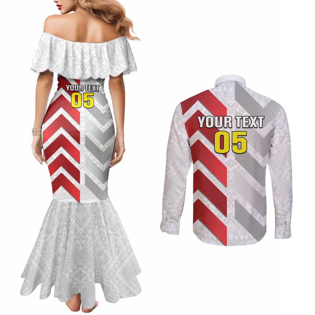 Custom New Caledonia Football Couples Matching Mermaid Dress and Long Sleeve Button Shirt Unique Style LT05 - Polynesian Pride