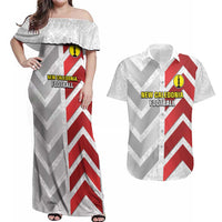 Custom New Caledonia Football Couples Matching Off Shoulder Maxi Dress and Hawaiian Shirt Unique Style LT05 Red - Polynesian Pride