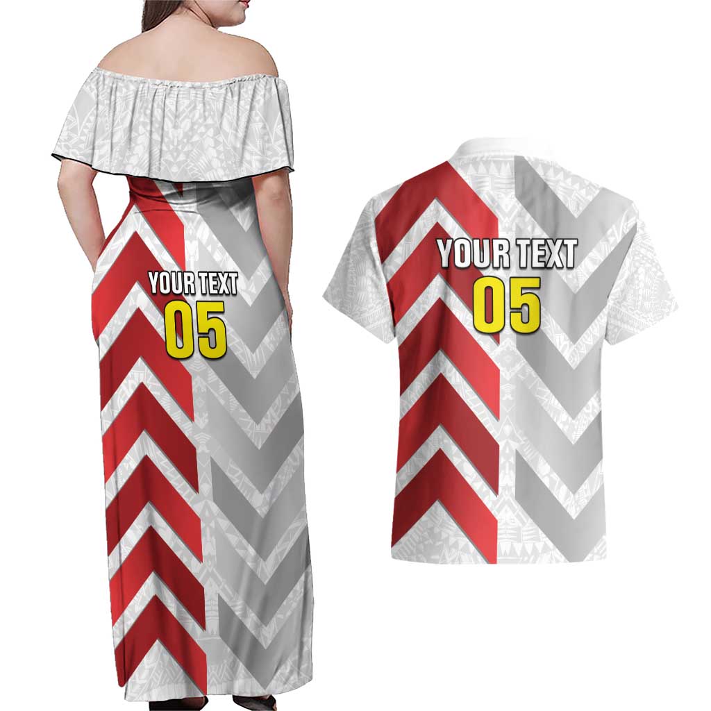Custom New Caledonia Football Couples Matching Off Shoulder Maxi Dress and Hawaiian Shirt Unique Style LT05 - Polynesian Pride