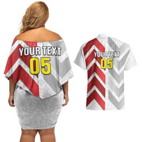 Custom New Caledonia Football Couples Matching Off Shoulder Short Dress and Hawaiian Shirt Unique Style LT05 - Polynesian Pride
