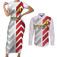 Custom New Caledonia Football Couples Matching Short Sleeve Bodycon Dress and Long Sleeve Button Shirt Unique Style LT05 Red - Polynesian Pride