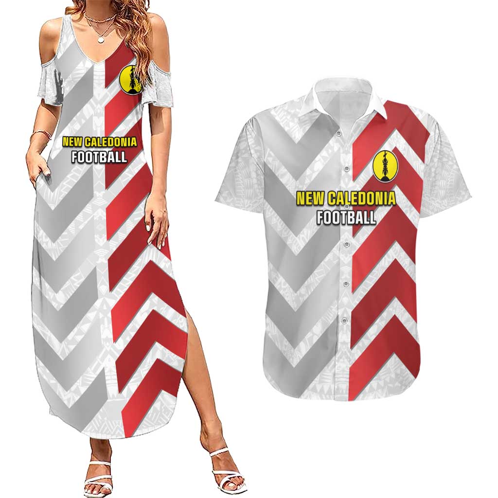 Custom New Caledonia Football Couples Matching Summer Maxi Dress and Hawaiian Shirt Unique Style LT05 Red - Polynesian Pride