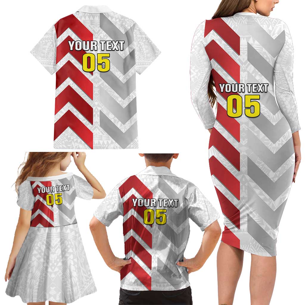 Custom New Caledonia Football Family Matching Long Sleeve Bodycon Dress and Hawaiian Shirt Unique Style LT05 - Polynesian Pride