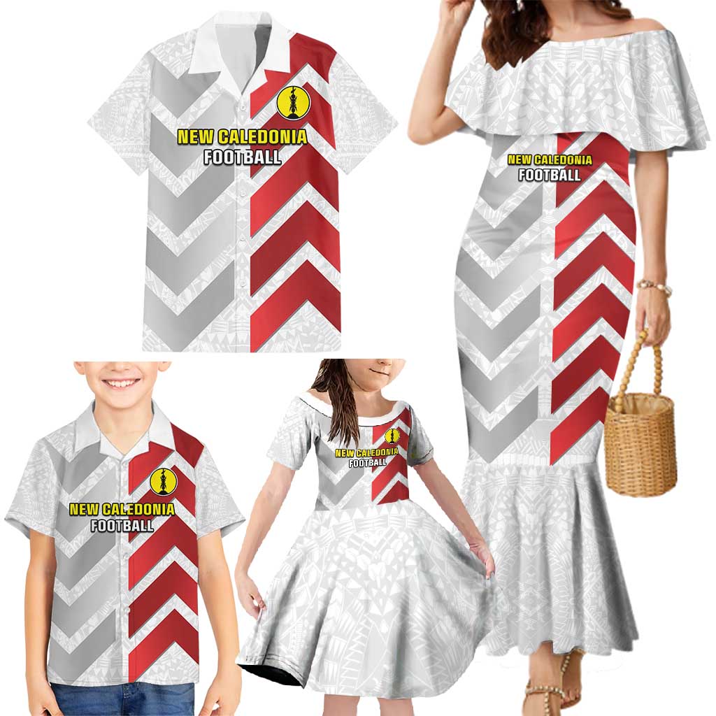 Custom New Caledonia Football Family Matching Mermaid Dress and Hawaiian Shirt Unique Style LT05 - Polynesian Pride