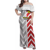 Custom New Caledonia Football Family Matching Off Shoulder Maxi Dress and Hawaiian Shirt Unique Style LT05 Mom's Dress Red - Polynesian Pride