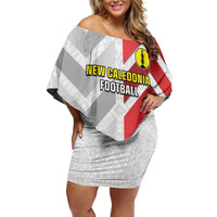 Custom New Caledonia Football Family Matching Off Shoulder Short Dress and Hawaiian Shirt Unique Style LT05 Mom's Dress Red - Polynesian Pride