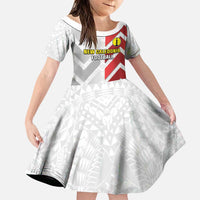 Custom New Caledonia Football Family Matching Puletasi and Hawaiian Shirt Unique Style LT05 Daughter's Dress Red - Polynesian Pride