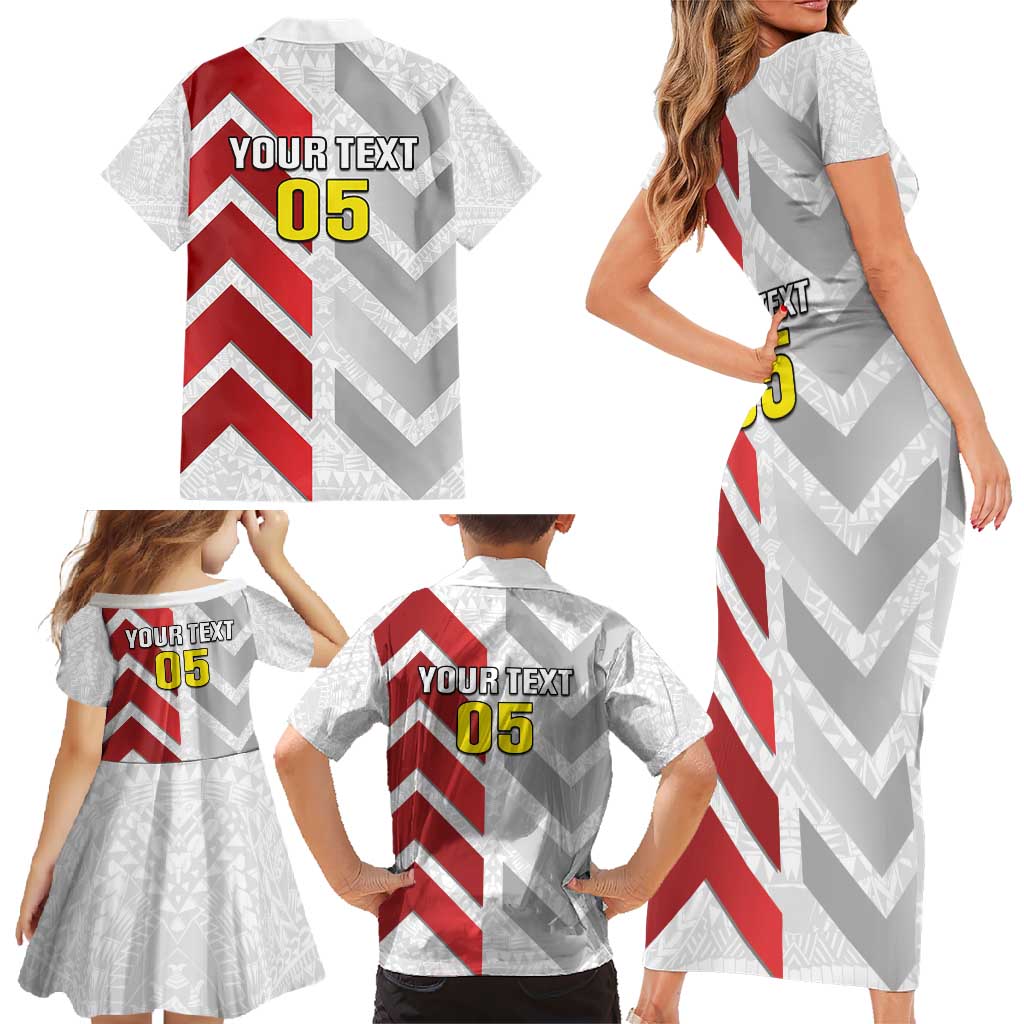 Custom New Caledonia Football Family Matching Short Sleeve Bodycon Dress and Hawaiian Shirt Unique Style LT05 - Polynesian Pride