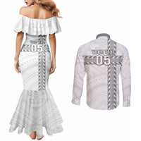Custom New Caledonia Football Couples Matching Mermaid Dress and Long Sleeve Button Shirt Go The Kagus LT05 - Polynesian Pride